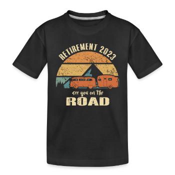 Retraité Retraité 2023 Camping-car sur la route - T-shirt bio Premium Enfant - noir - Devant
