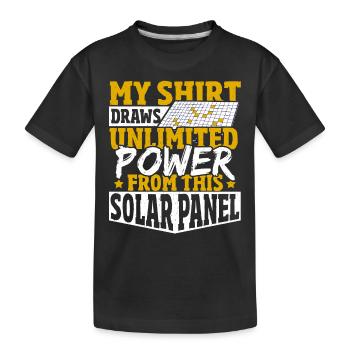 Ma chemise tire une puissance illimitée de ce solaire - T-shirt bio Premium Enfant - noir - Devant