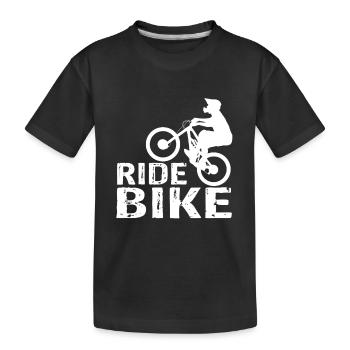Downhill Mountain Bike Ride Bike - Kids' Premium Organic T-Shirt - black - Front
