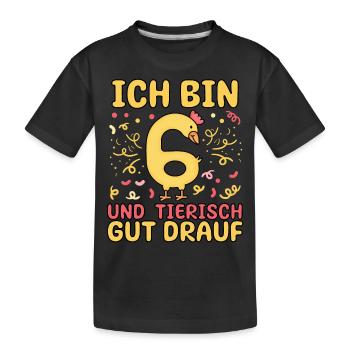 6. Geburtstag Party Ich bin 6 Huhn - Kinder Premium Bio T-Shirt - Schwarz - Vorne