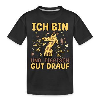 7. Geburtstag Party Ich bin 7 Giraffe - Kinder Premium Bio T-Shirt - Schwarz - Vorne