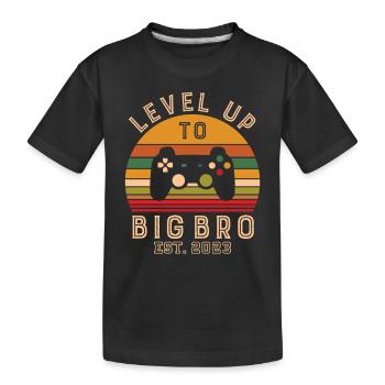Level up to Big bro 2023 cool gaming design - Kids' Premium Organic T-Shirt - black - Front