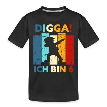 6 Geschenk 6. Geburtstag Geburtstagsgeschenk Sechs - Kinder Premium Bio T-Shirt - Schwarz - Vorne
