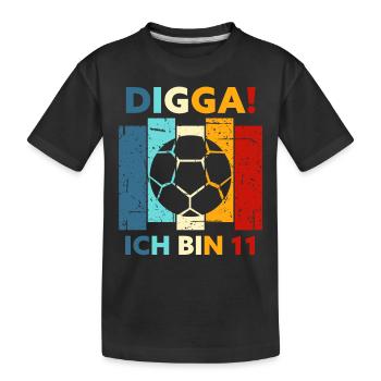 11 Geschenk 11. Geburtstag Fußball Junge - Kinder Premium Bio T-Shirt - Schwarz - Vorne