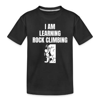 Ich lerne Klettern Felsklettern Bergsteigen - Kinder Premium Bio T-Shirt - Schwarz - Vorne