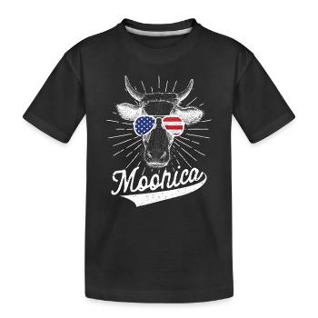 Cow July 4 Moorica Merica Patriotic Cows USA - Kids' Premium Organic T-Shirt - black - Front