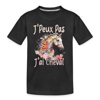 Je peux pas j'ai cheval-femme et les filles - T-shirt bio Premium Enfant - noir - Devant