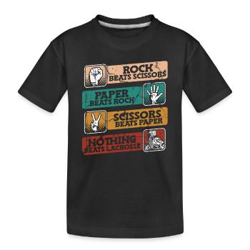 Rock Paper Scissors Lacrosse Polo Crosse - Kids' Premium Organic T-Shirt - black - Front