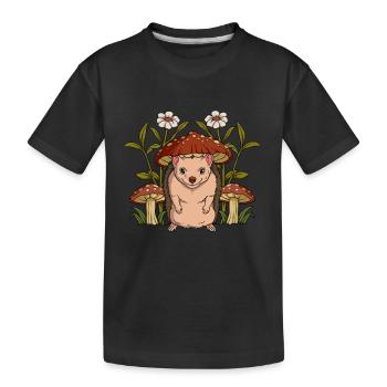 Cottagecore Igel - Kinder Premium Bio T-Shirt - Schwarz - Vorne
