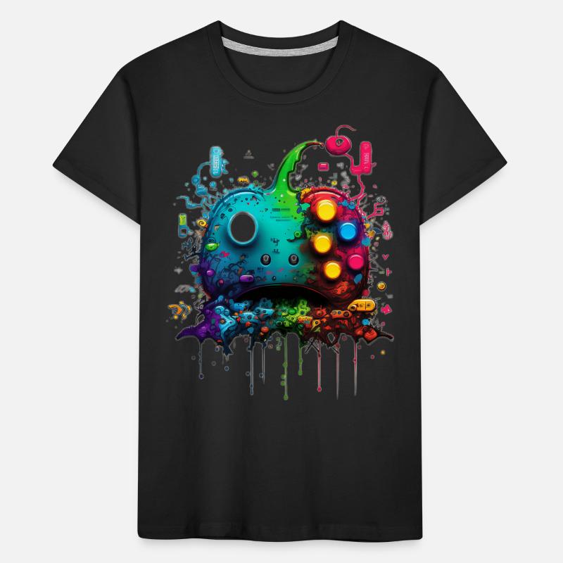Neon Gaming Controller / Kontroller Kinder Premium Bio T-Shirt