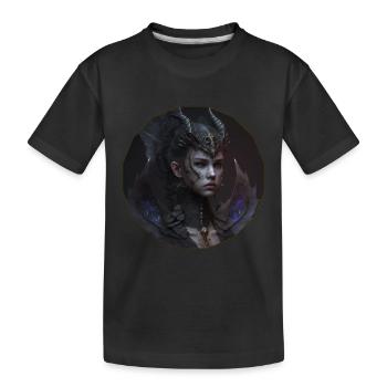 Schöne Frau im schwarzen Drachenmotiv. - Kinder Premium Bio T-Shirt - Schwarz - Vorne