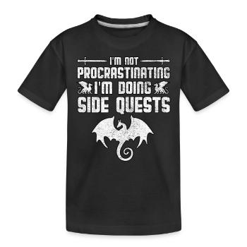 Je ne procastine pas je fais du side rpg gamer - T-shirt bio Premium Enfant - noir - Devant