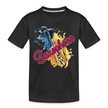 Saxophone Saxophone Watercolor - Kids' Premium Organic T-Shirt - black - Front