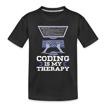 Programmieren Ist Meine Therapie Code Coder Coding - Kinder Premium Bio T-Shirt - Schwarz - Vorne