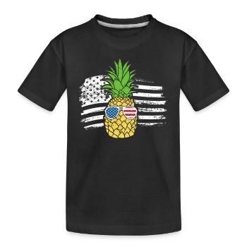 Pineapple Sunglasses July 4 US Patriotic Aloha - Kids' Premium Organic T-Shirt - black - Front