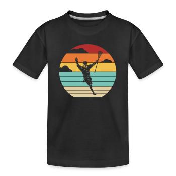 Retro Intercrosse Lax Spieler Polocrosse Trainer - Kinder Premium Bio T-Shirt - Schwarz - Vorne