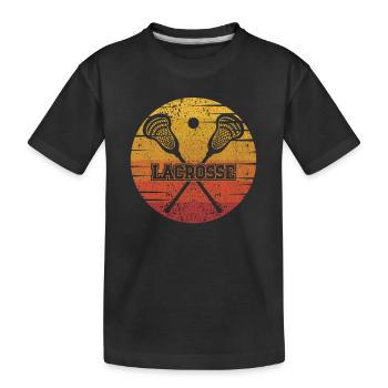 Retro Intercrosse Lax Spieler Polocrosse Trainer - Kinder Premium Bio T-Shirt - Schwarz - Vorne