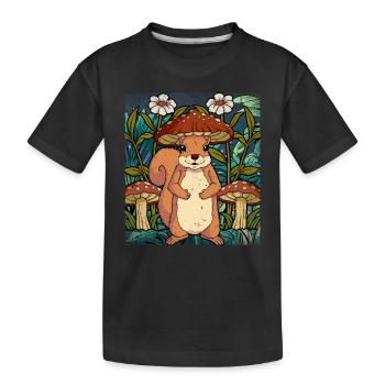 Cottagecore Squirrel - Kids' Premium Organic T-Shirt - black - Front
