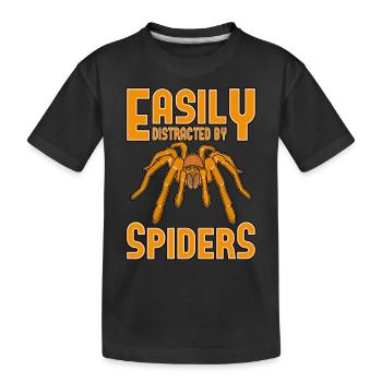 Facilement distrait par les araignées Tarentule de terrarium - T-shirt bio Premium Enfant - noir - Devant