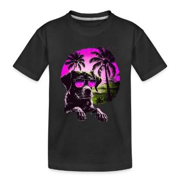 Cute dog with sunglasses on the beach gift - Kids' Premium Organic T-Shirt - black - Front