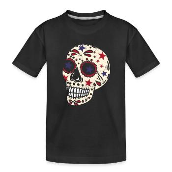 Zuckerschädel 4. Juli Vierte Patriotische USA - Kinder Premium Bio T-Shirt - Schwarz - Vorne