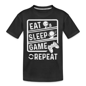 Eat Sleep Game Repeat Gamer Gaming Console - Kids' Premium Organic T-Shirt - black - Front