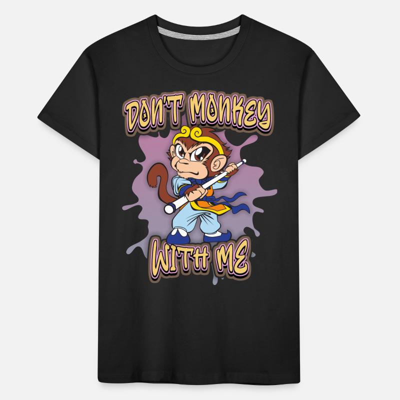 Monkey, Cartoon Monkey, Ninja Monkey, Funny Saying Kids' Premium Organic T-Shirt