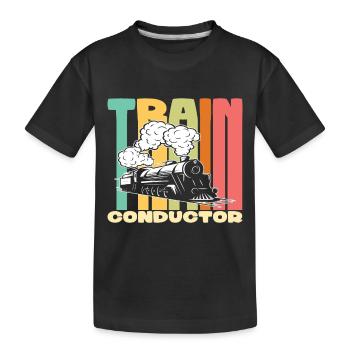 Train Conductor Railway Train Model Railway - Kids' Premium Organic T-Shirt - black - Front
