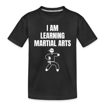 J’apprends les arts martiaux en disant anglais - T-shirt bio Premium Enfant - noir - Devant