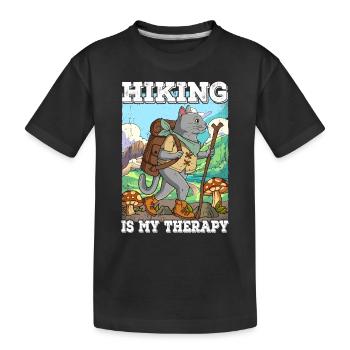 Hiking Is My Therapy Wandern - Kids' Premium Organic T-Shirt - black - Front