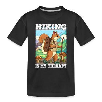 Hiking Is My Therapy Wandern - Kids' Premium Organic T-Shirt - black - Front