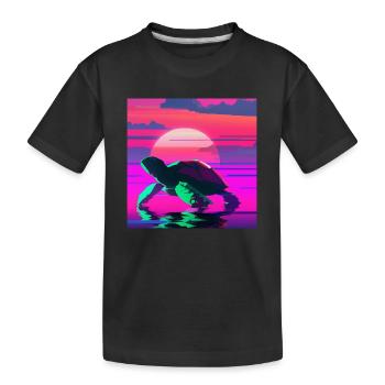 Beach Sunset Tortoise Aquatic Turtle - Kids' Premium Organic T-Shirt - black - Front