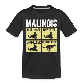 Hund Malinois - Kinder Premium Bio T-Shirt - Schwarz - Vorne