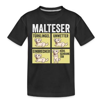 Hund Malteser - Kinder Premium Bio T-Shirt - Schwarz - Vorne