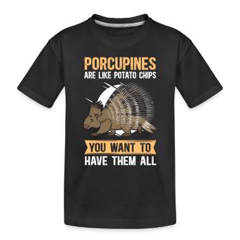 Stachelschwein | Stachelschweine Geschenk - Kinder Premium Bio T-Shirt - Schwarz - Vorne