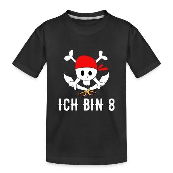 ich bin 8 Pirat Kinder Piratenparty Geschenk - Kinder Premium Bio T-Shirt - Schwarz - Vorne