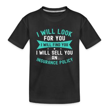 Insurance agent - Kids' Premium Organic T-Shirt - black - Front