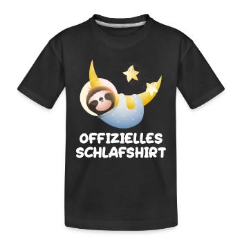 Offizielles Schlafshirt Faultier Mond Sterne - Kinder Premium Bio T-Shirt - Schwarz - Vorne