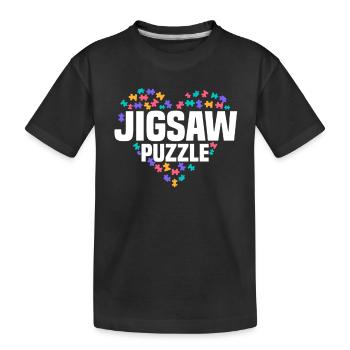 Niedliches Puzzle Herz Design Für Puzzler - Kinder Premium Bio T-Shirt - Schwarz - Vorne