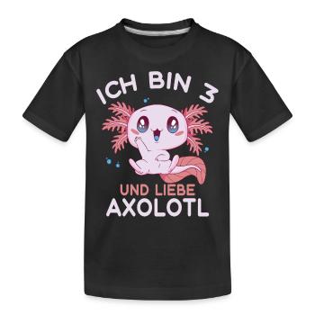 3. Geburtstag Süßes Axolotl 3 Jahre Ich Bin 3 - Kinder Premium Bio T-Shirt - Schwarz - Vorne