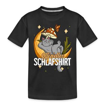 Offizielles Schlafshirt Katze Mond - Kinder Premium Bio T-Shirt - Schwarz - Vorne