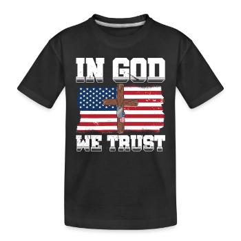 En Dieu Nous faisons confiance au drapeau américain Jésus Foi - T-shirt bio Premium Enfant - noir - Devant