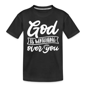 Dieu veille sur toi Jésus religieusement chrétien - T-shirt bio Premium Enfant - noir - Devant