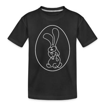 Verrückter Hase im Ei, weiße Linien - Kinder Premium Bio T-Shirt - Schwarz - Vorne