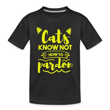 CAT'S KNOW NOT PARDON - Kids' Premium Organic T-Shirt - black - Front