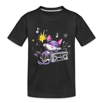 Hip Hop Beat Producer Retro Ghetto Blaster 1990s - Kinder Premium Bio T-Shirt - Schwarz - Vorne