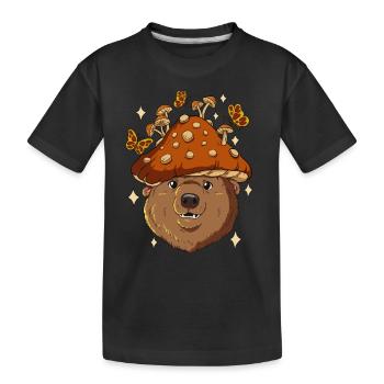Cottagecore Bär - Kinder Premium Bio T-Shirt - Schwarz - Vorne