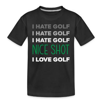 Golf Sportler Spruch Geschenk - Kinder Premium Bio T-Shirt - Schwarz - Vorne
