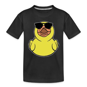 Gummi Ente Mit Sonnenbrille - Kinder Premium Bio T-Shirt - Schwarz - Vorne