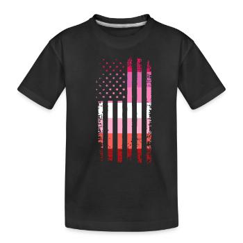 Lesbian Lesbisch Pride Flagge Geschenk - Kinder Premium Bio T-Shirt - Schwarz - Vorne